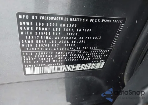 2020 Volkswagen Tiguan 2.0T Se/2.0T Se R-Line Black/2.0T Sel from USA, damaged, VIN 3VV3B7AX2LM044743